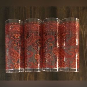 Pottery Barn acrylic tall paisley 4 glasses brand new never used